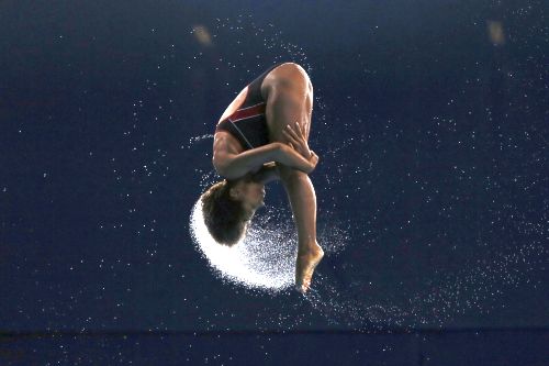 Abel of Canada dives during the women's 3m Springboard final at the 2014 Commonwealth Games in Edinburgh