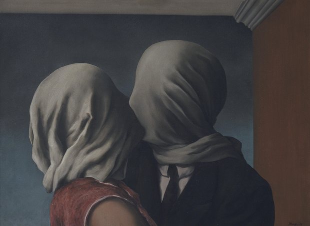 obra de arte quadro os amantes de René Magritte